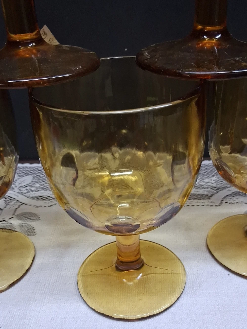 Vintage Bartlett‎ Collins Golden Amber Thumbprint Goblet
